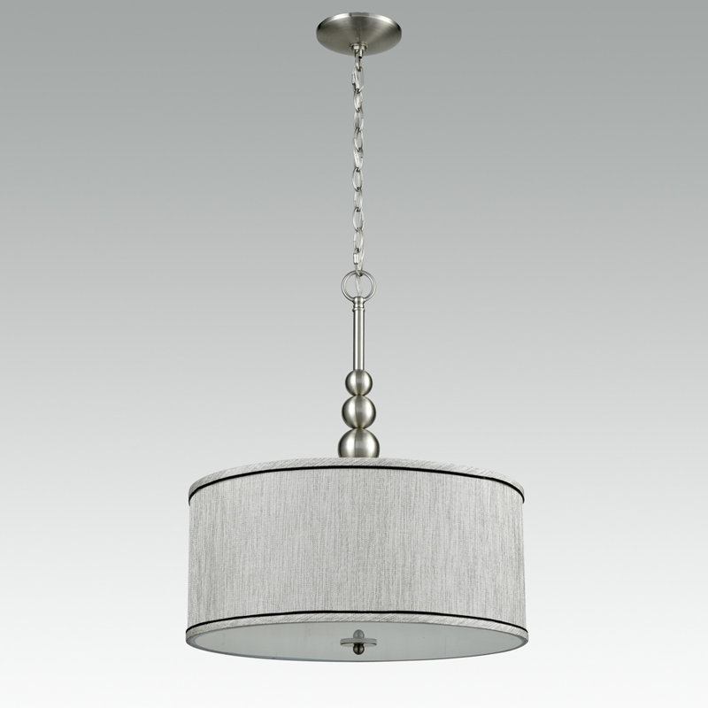 Lustre cylindrique unique à 3 lumières Eyas, Nickel brossé