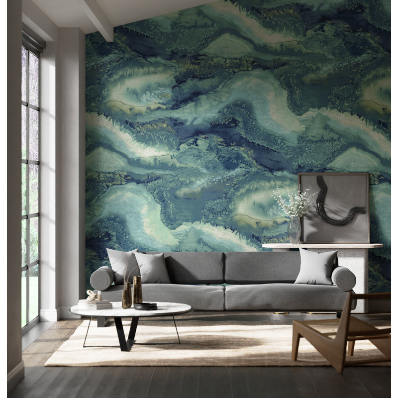 Reflected Obsidian Wallpaper, Azurite