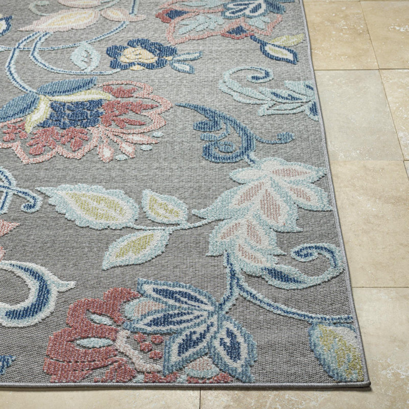 Tapis d'extérieur gris / bleu Gem, Rectangle 2 pi x 2 pi 11 po