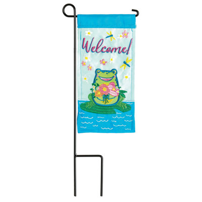 Mini Flag Frog Welcome Polyester 4x8.5