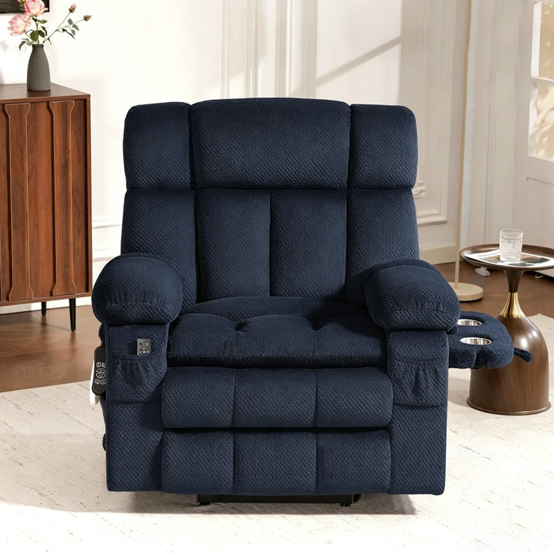 Oversized Power Lift Recliner Chair For Elderly With Adjustable Headrest, Blue