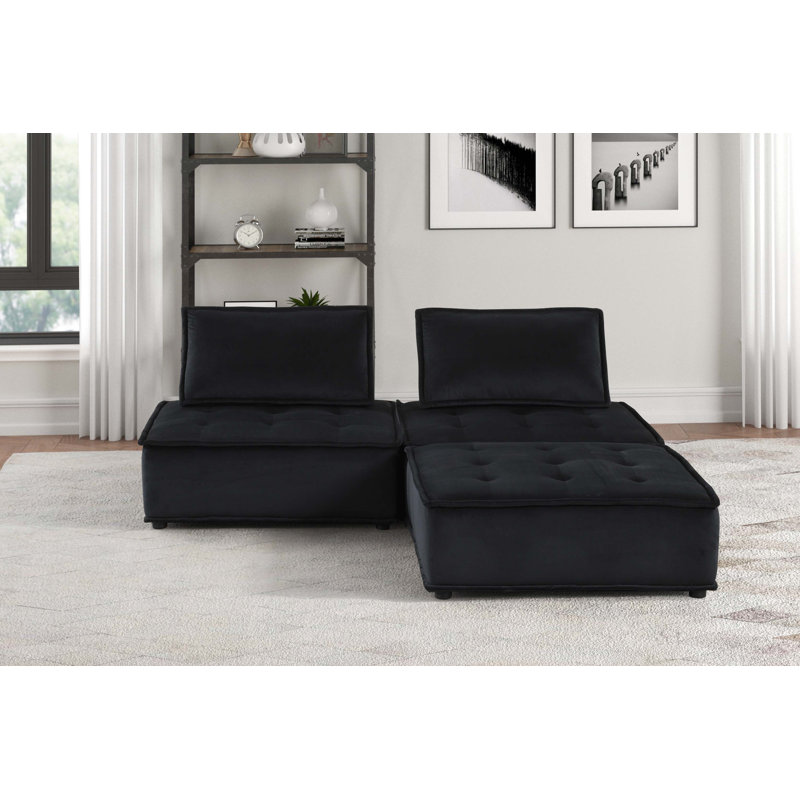 Canapé modulaire en velours 3 pièces Anna