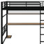 Structure de lit mezzanine pleine grandeur en métal avec tablette de rangement et DEL