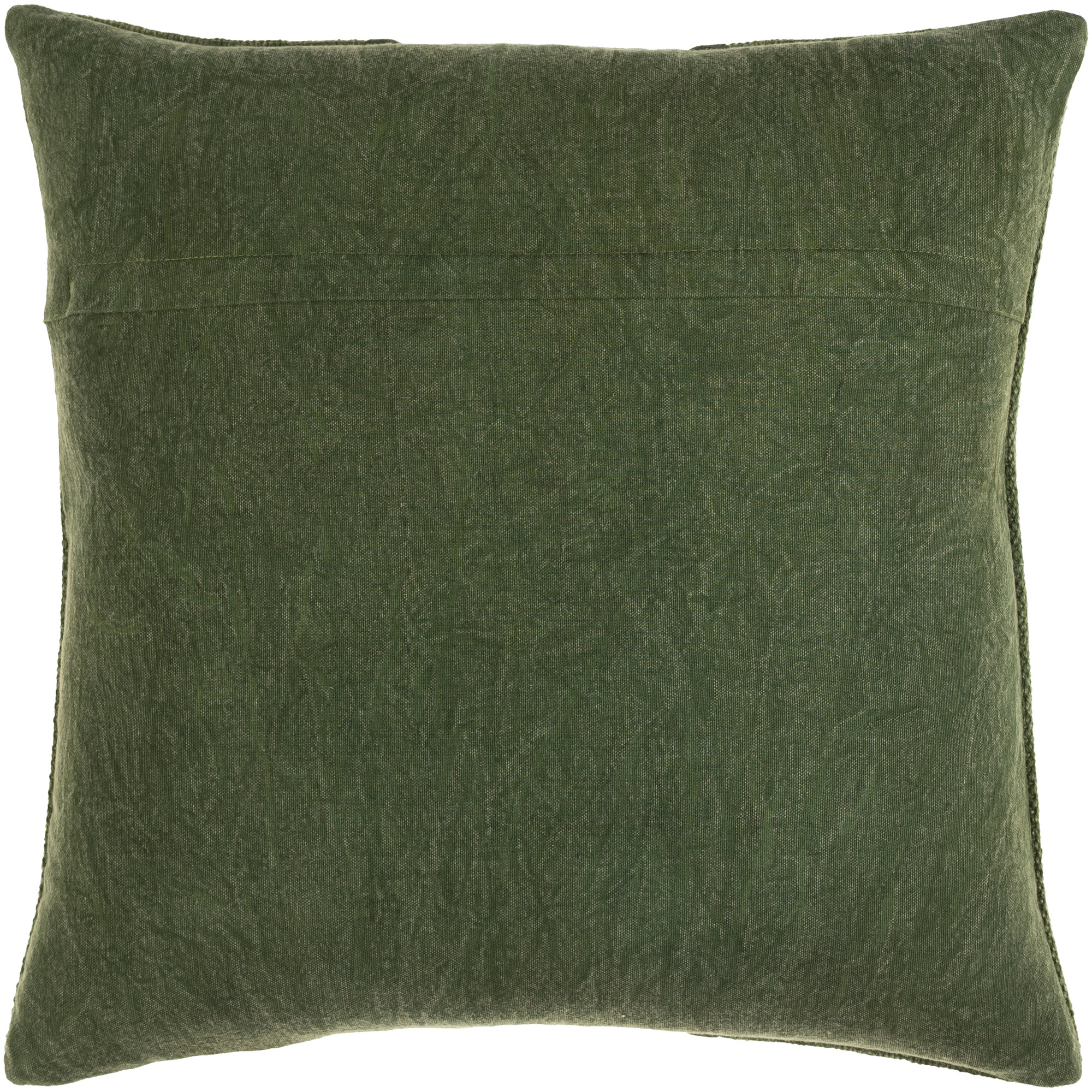 Dunbar Cotton Throw Pillow, Down Fill, 18" x 18", Dark Green