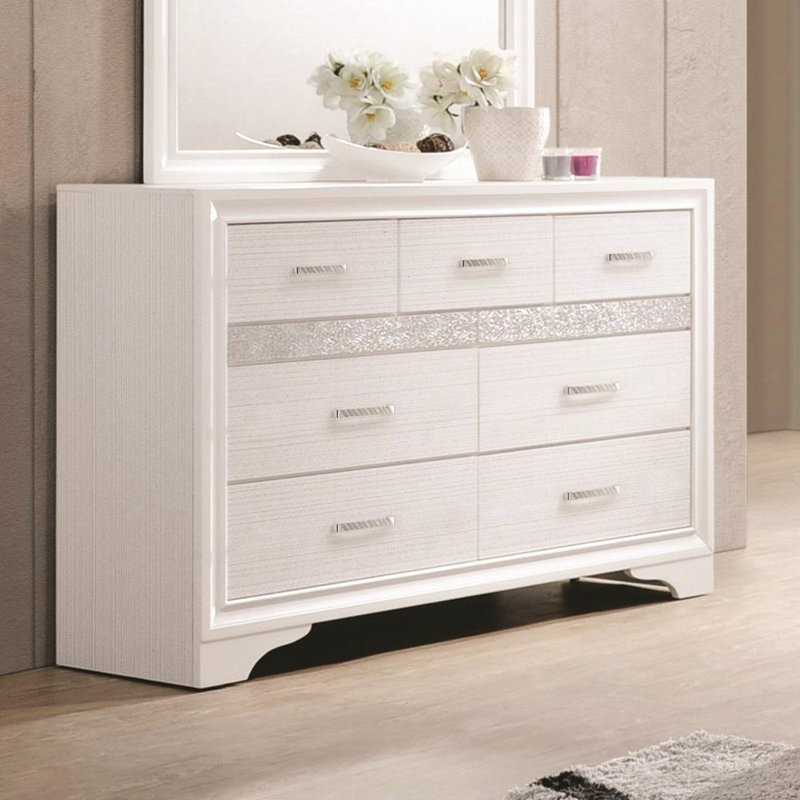Commode double 7 tiroirs Lanier, Blanc