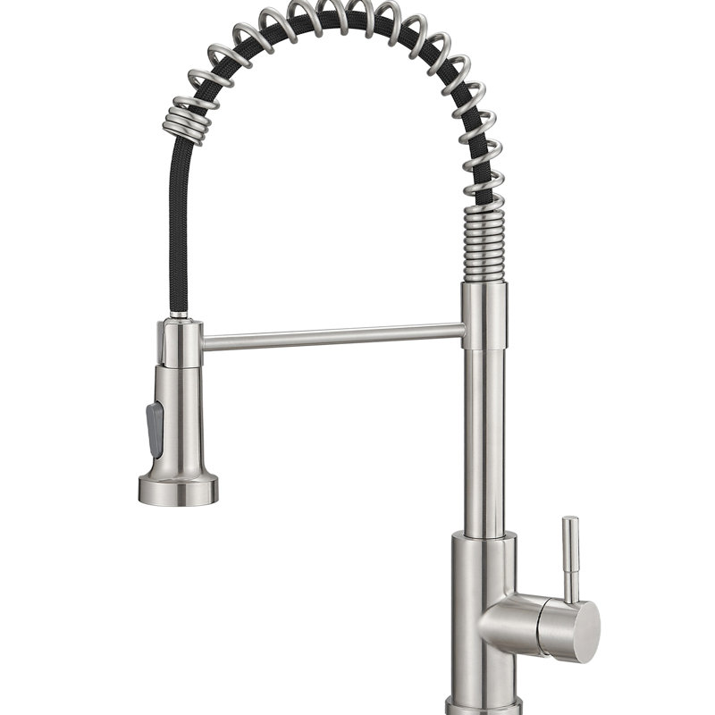 Contemporary Kitchen Faucet With Pull Down , Brushed Nickel, Stainless Steel, Single Handle Sink Tap Modern,  Brushed Nickle