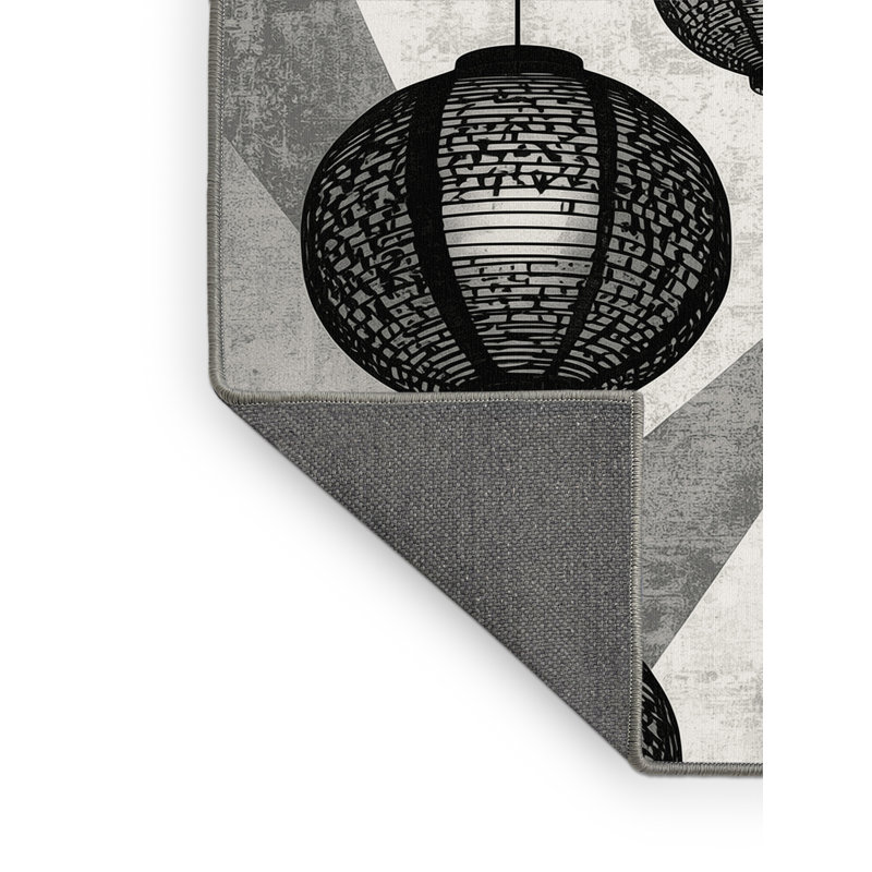 Tapis oriental gris doux en peluche douce de style lanterne chinoise Forbell, 6 x 9