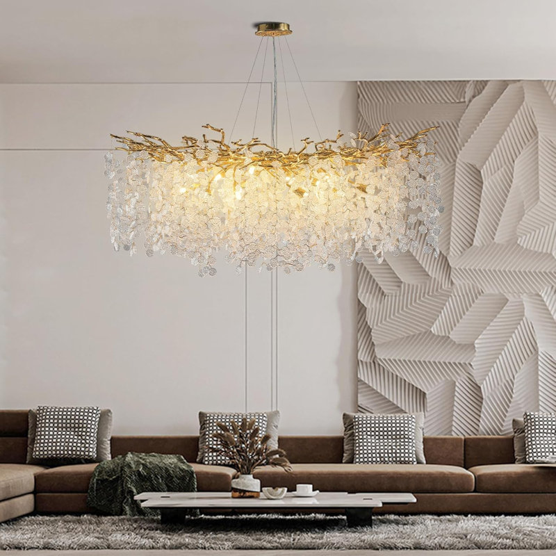 Lustre en cristal 18 lumières Paree, 18" H x 47.5" W x 47.5" D