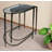 Set of Two 25" Black And Clear Glass And Genuine Marble Half Circle Three Leg Console Table