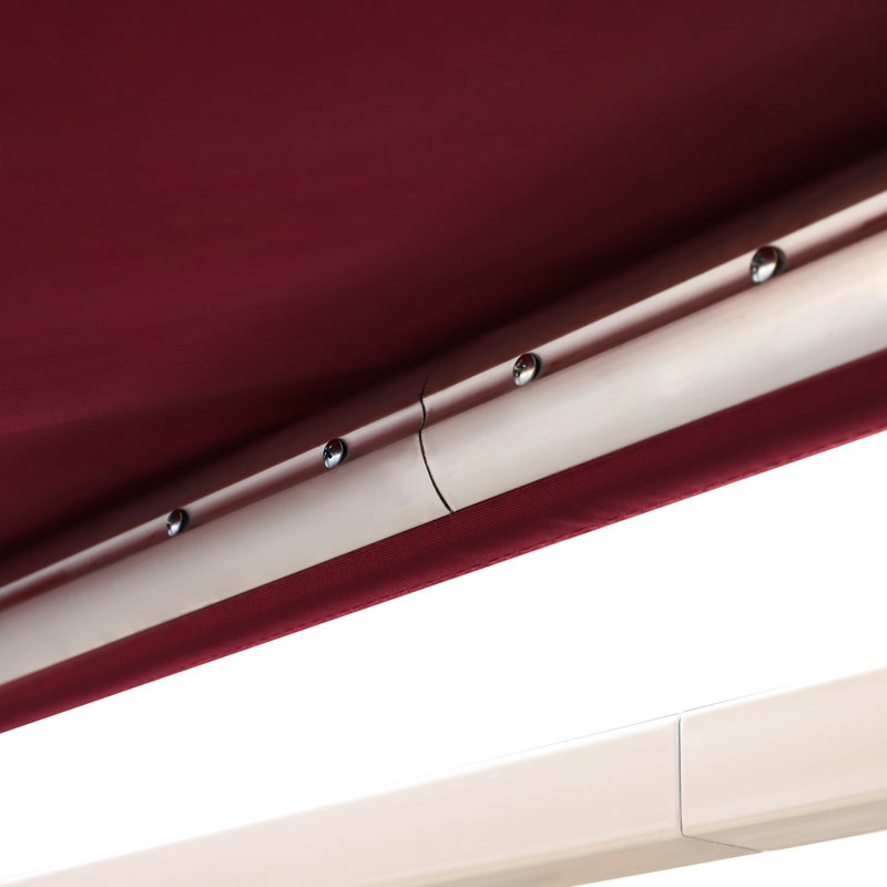 Auvent de jardin rétractable de 13 pi x 8 pi, parasol de patio avec manivelle manuelle et matériau aquatique, structure en aluminium pour terrasse, balcon, abri à auvent rouge