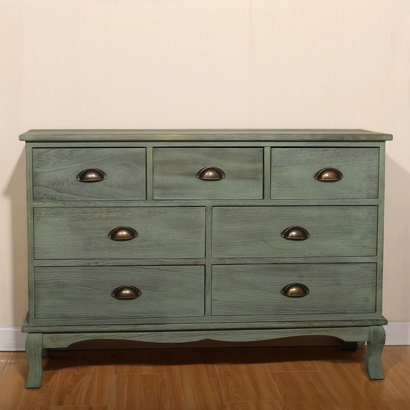 Green Solid Wood Accent Cabinet