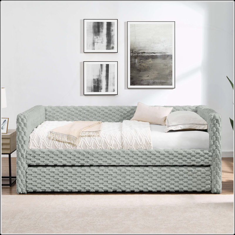 Canapé-lit rembourré polyvalent avec fonction coulissante pour un confort accru, Gris foncé