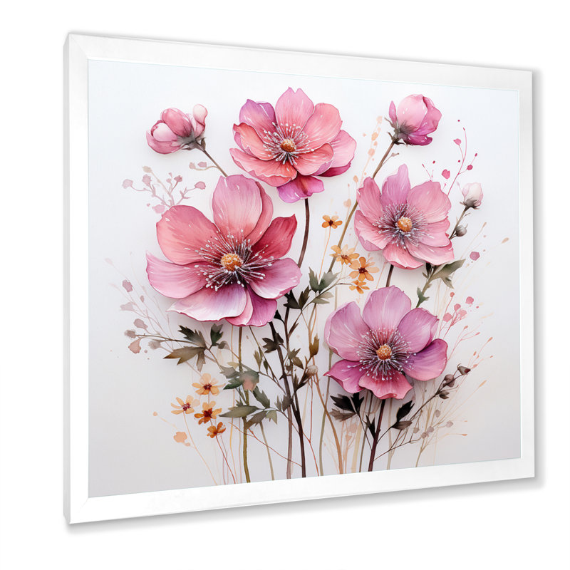Art mural sur toile rose, H 36 po x l 36 po x P 1,5 po, Cadre simple blanc