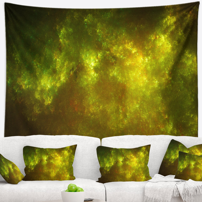 Tapisserie bleu ciel starry abstract clear golden, H 32 po x l 39 po