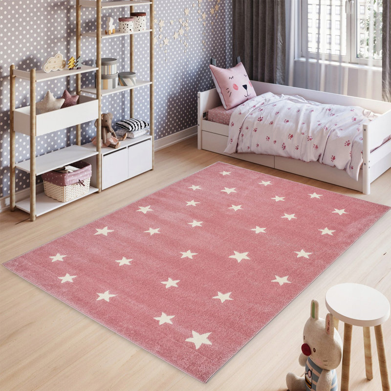 Hanshu Machine Woven Pink/White Rug, Runner 80 x 300cm