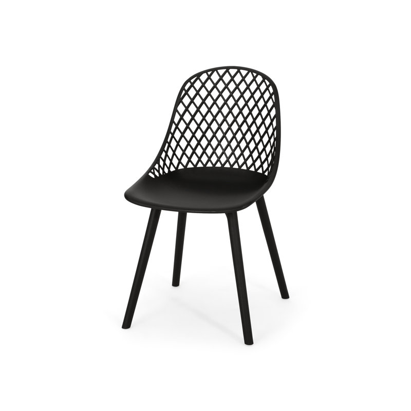 Outdoor Dining Chairs - Lily Chair With Weather- Property And Diamond Mesh Pattern, Black, 32.34 In. Height Chair Stable Construction In Black Polypropylene, Weather Resistance, 22.05 Width, 20.3