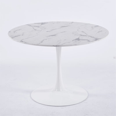 42.1" Top Tulip Table, Mid-century Dining Table for 4-6 People - Round MDF Table Top (the tabletop consists of two panels), Pedestal Dining Table, End Table & Leisure Coffee Table