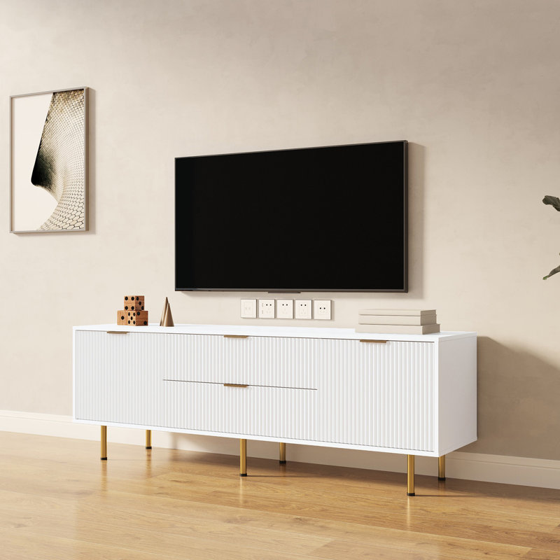 Meuble télé moderne et tendance blanc chaud pour le salon