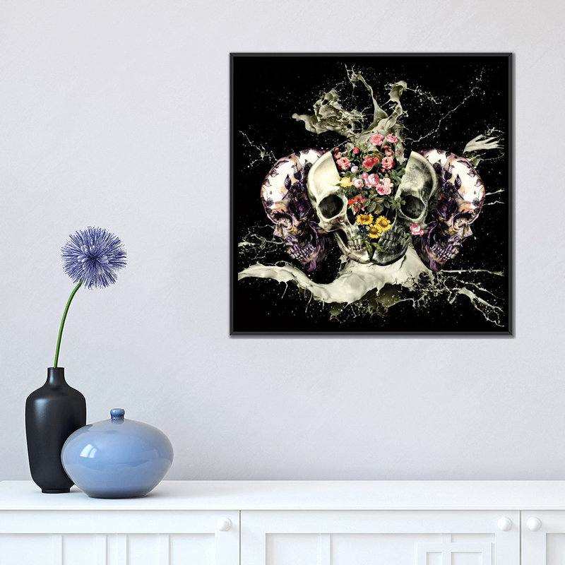 « crâne ii » par burcu korkmazyurek, impression sur toile tendue, H 18 po x l 18 po x P 1,5 po, Toile avec cadre noir