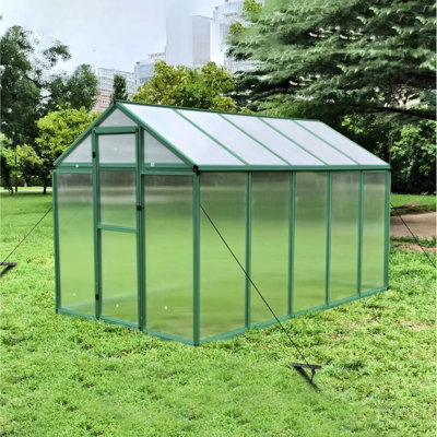 Heavy Duty Walk-in Greenhouse 6x10 Ft - Polycarbonate Aluminum For All Season Backyard With Raised Base And Anchor, Plant Nutrient Retention Stable Structure