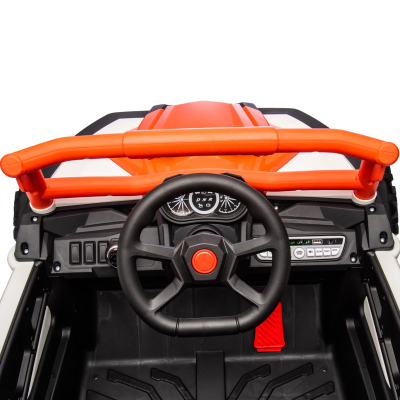  Voiture électrique 2 places 24V avec télécommande, Bluetooth, musique, lumières, 3 vitesses, Orange