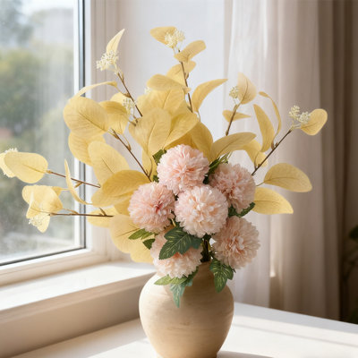 Bouquet de 1 bouquet de chrysanthèmes artificiels, verdure en soie simulée de 21 pouces, fleurs de décoration de jardin pour la maison, bureau, table, vase, champagne