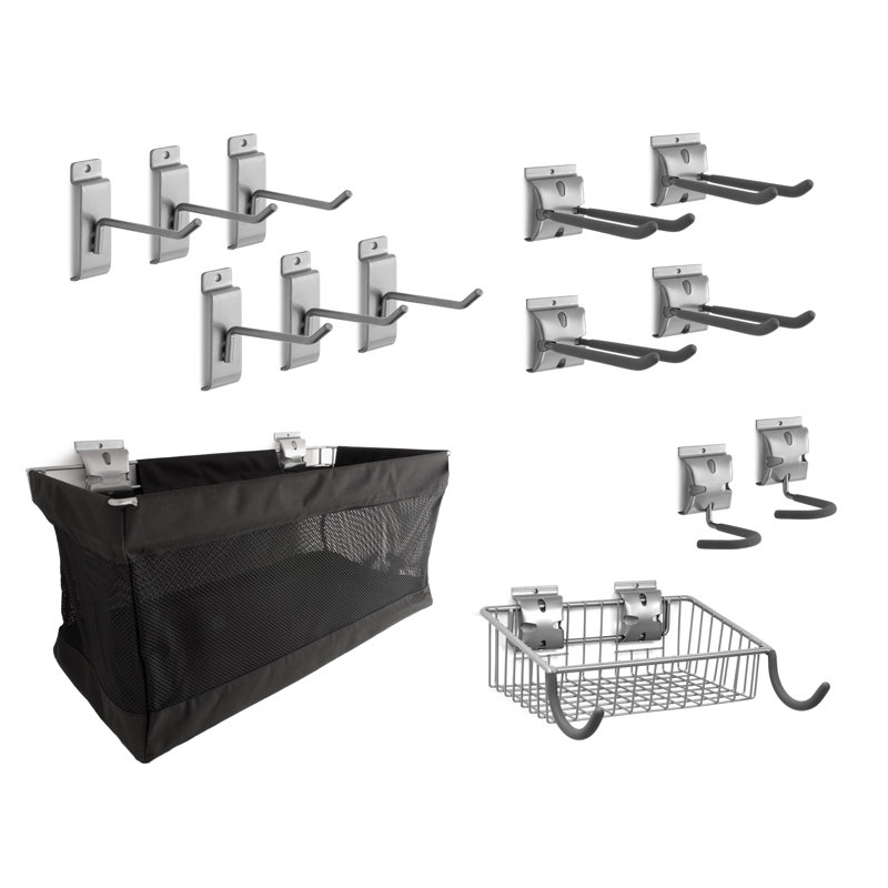 Silver Steel and Plastic Sports Slatwall Hook Kit
