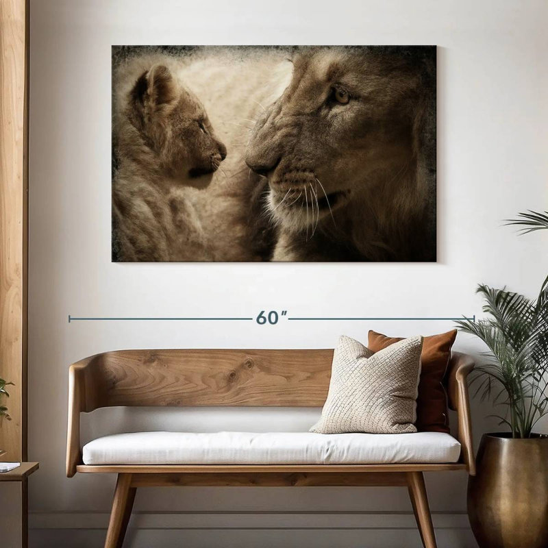 Lion And His Cub, 32" H x 48" W