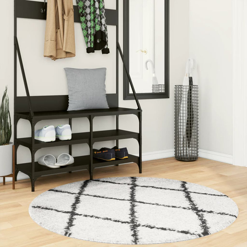 Amanda Geometric Shag Area Rug, Round 120cm