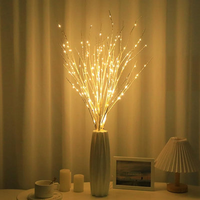 2 Pack Led Branch Lights 100 Fairy Lights Plug In Timer Willow Christamas Decor