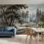 Papier peint paysage boisé, aquarelle, illustration de forêt amovible, décoration murale-1645237005-1645237004