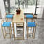 Ensemble de table de bar et chaise cinq pièces, structure dorée, plateau de table multicouche, coussin de chaise et dossier en éponge, table avec fonction de rangement (or + beige + bleu)