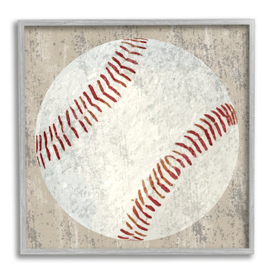 «Ba-904», impression de baseball rustique encadrée sur bois par Kim Allen