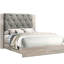Lit très grand contemporain avec finition crème et tête de lit grise-378708392-378708394