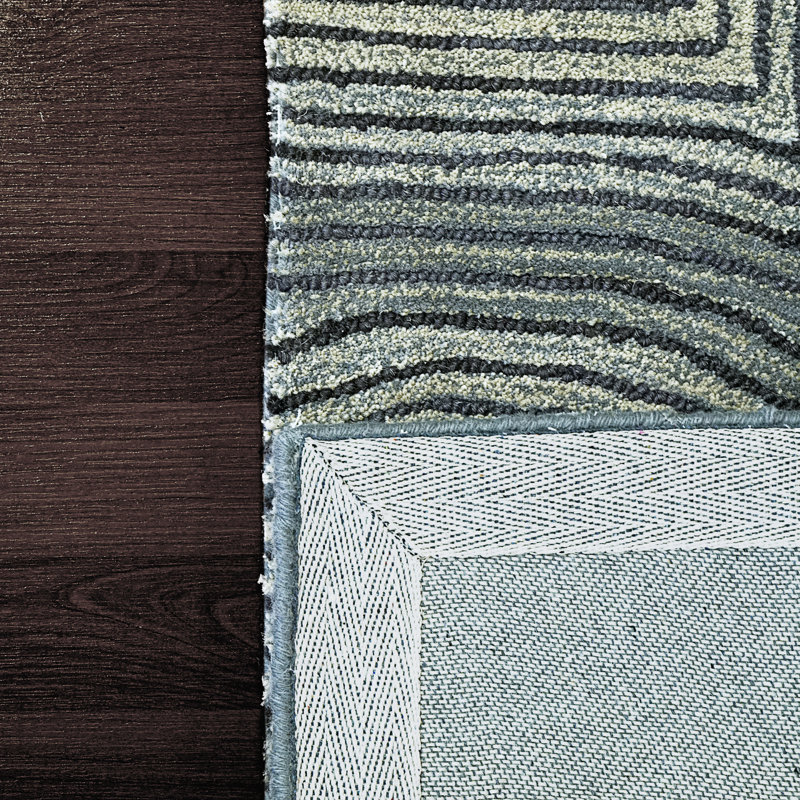 Tapis taupe / gris anthracite en laine tressé à la main Alicia-Louise, Rectangle de 5 pi x 8 pi