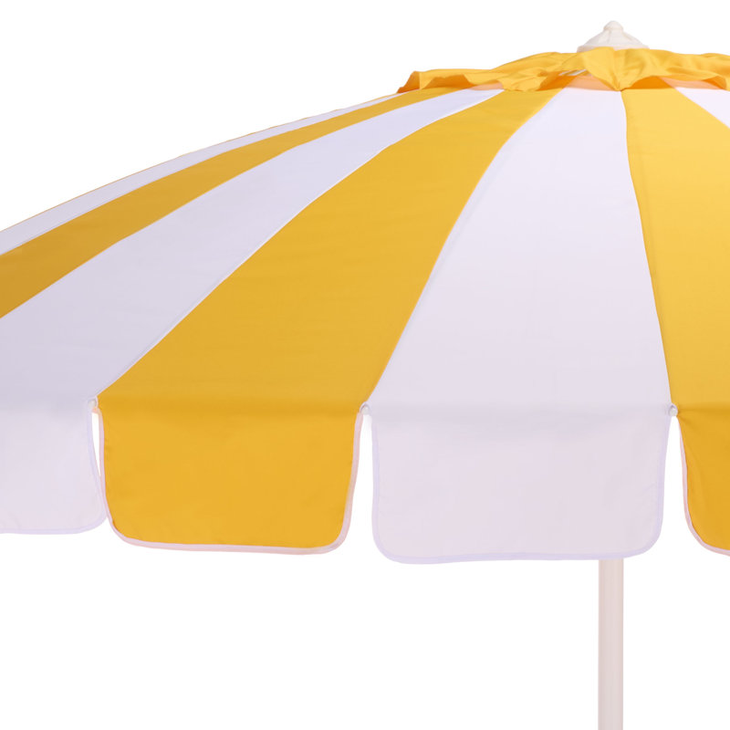 Parasol à manivelle 9 pi Buti, Rayé jaune