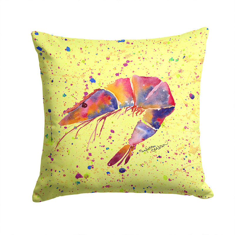 Housse et insert de coussin d'extérieur carré de crevette, Rouge / Jaune