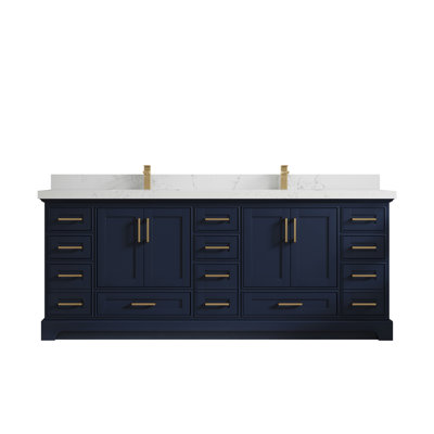 84'' Double Bathroom Vanity with Quartz Top