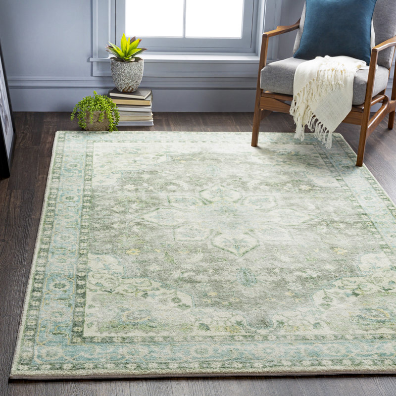 Tapis oriental crème / gris Hinkson, Rectangle 5 pi x 7 pi 6 po