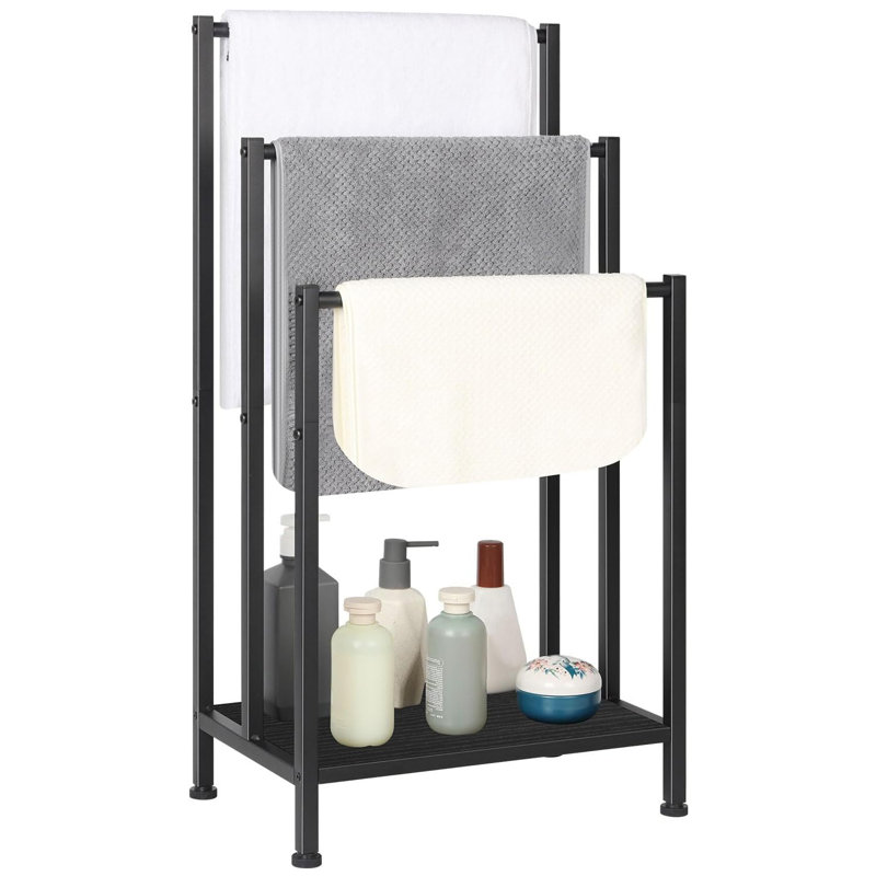 Porte-serviettes sur pied, Noir