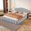 Tête de lit tapissier en velours pour lit double, sans sommier tapissier-1636996496