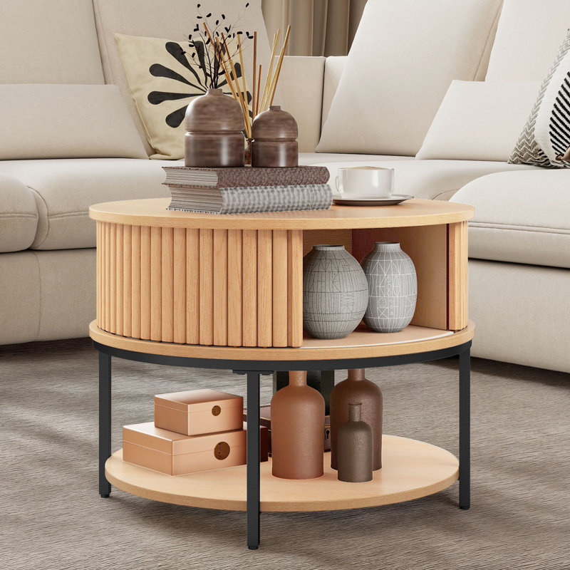 Four Leg Coffee Table with Storage, Oak