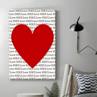 1pc Valentine's Day Framed Canvas Wall Art Prints Poster, Red Heart I Love You Art Posters Canvas Print Painting for Living Room Bedroom Office Bathro