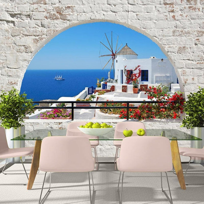 Murale Allecia Summer in Santorini, L 82 po x l 118 po