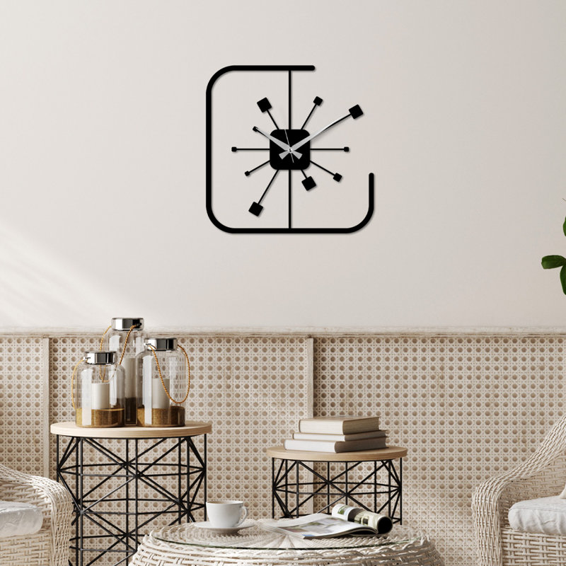 Elegant Black Decorative Metal Wall Clock, 19.3 x 19.3 inches | 100% Metal Construction, Thickness: 0.06 inches | Silent Mechanism, Easy Wall Hanging Design | Perfect for Home or Office Decor, Stylish and Functional