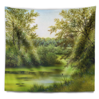Tapisserie abstraite de paysage d'été vert