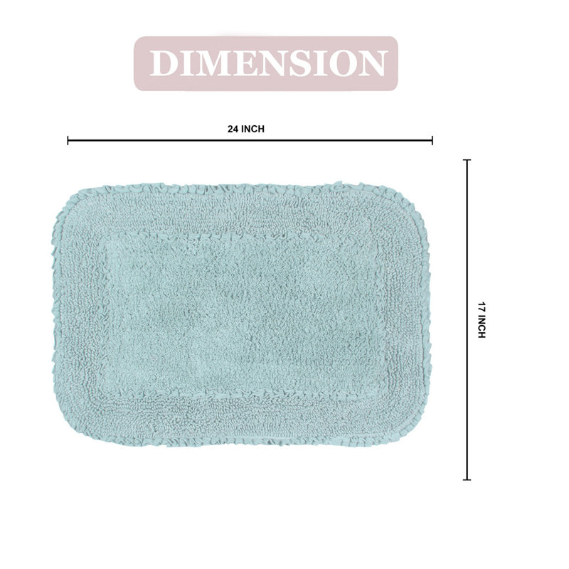 Tapis pour salle de bain Maytham, Rectangle - l 17 po x L 24 po, Bleu ciel