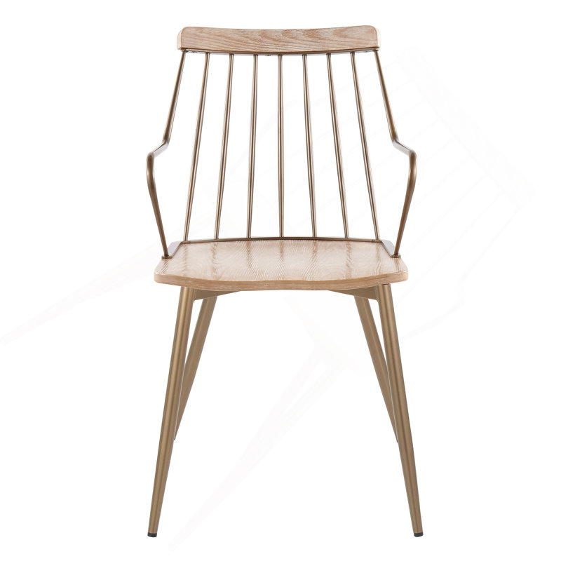 Chaise en métal cuivré antique et bois blanchi