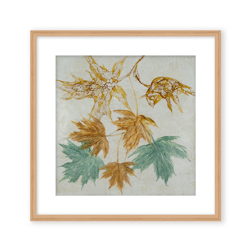 Nature Inspired "Lustrous Foliage" Canvas Wall Art By , 12" H x 12" W x 1.125" D, Framed Matted Print, Black