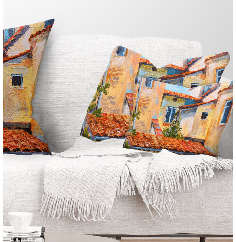 Coussin European European Rooftops - Cityscape, Rectangulaire, 12 po x 20 po